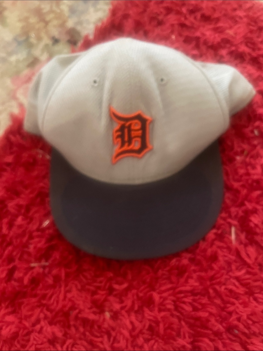 Gray and Navy Baseball Cap with Orange Logo